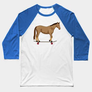 Horse as Skater on Skateboard Baseball T-Shirt